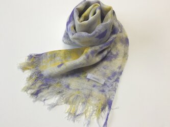 国産シルク100％手描き染めストール yellow&purpleの画像