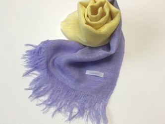 国産シルク100％手描き染めストール purple&yellowの画像