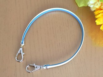2トーンカラー 本革ストラップ (ライトブルー × アイボリー)【幅3mm】シルバー金具の画像