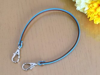 2トーンカラー 本革ストラップ (ブラウン × ライトブルー)【幅3mm】シルバー金具の画像