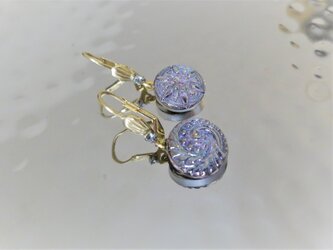 ヴィンテージガラスボタン ピアス vintage btn earrings <PE6-0420>の画像