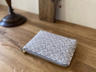 pouch[手織りミニポーチ]ライトグレーの画像