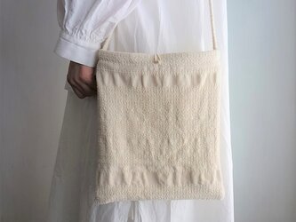 mosaic square pochett　手織り布のスクエアポシェットの画像