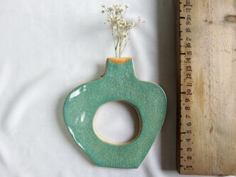 flowerbass【壁飾りⅬ】（貫入水色)の画像