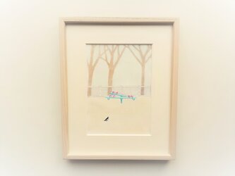 原画「シーソーのある風景」水彩イラスト ※木製額縁入りの画像