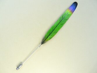 粘土の羽根飾り＿カササギ＿ハットピン＿大の画像