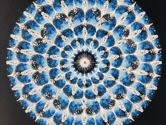 『Sea Blue』曼荼羅(まんだら)アート　25センチ角額込みの画像