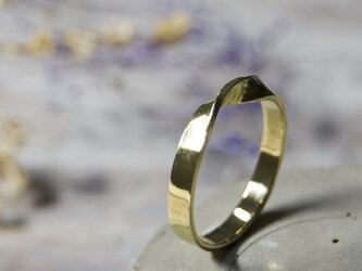 鏡面 ブラスツイストリング ワンポイント 3.0mm幅 ミラー 真鍮｜BRASS RING 指輪 シンプル アクセサリー｜259の画像