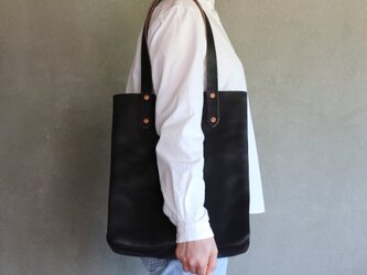 牛革 レザートート 黒の画像