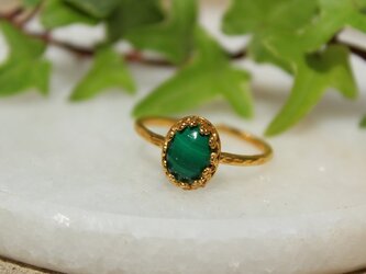 マラカイト　リング　スターリングシルバー(ゴールドコーティング）