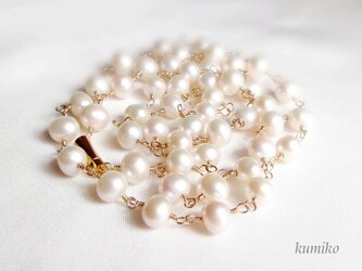 大粒淡水パール（ポテト）のネックレスです（約８０ｃｍ）の画像