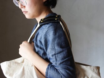 【2本セット】本革 ハンドル カバー 持ち手カバー  黒 重さ軽減/汚れ防止 エコバック キャンバス バッグ が おしゃれ にの画像