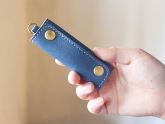 【単品販売】本革 ハンドル カバー 持ち手カバー  青  重さ軽減/汚れ防止 エコバック キャンバス バッグ が おしゃれ にの画像