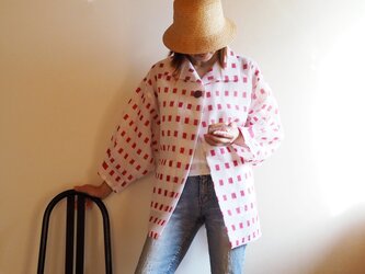 赤の絣プリントが可愛いドルーマンはおりジャケット-洗える浴衣からの画像
