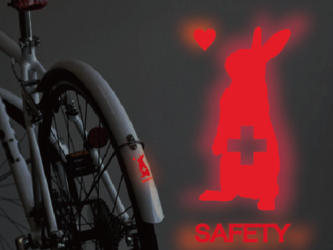 ＜＋R＞うさぎ反射ステッカー（立ち耳）赤・自転車・ベビーカー・杖・ランドセルの画像