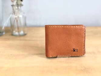 栃木レザー 手縫いの二つ折り財布 (マスタード)の画像