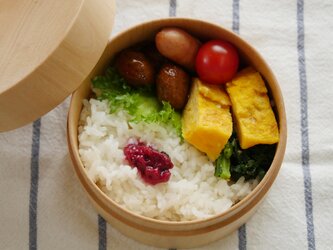 くり抜き弁当箱　ミズメ桜　ナチュラルの画像