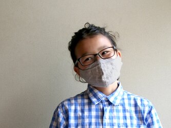 【size S】めがねが曇らない リネンのマスク【グレージュ】Pure linen face maskの画像