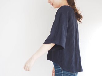リネンレーヨンフレアトップス  ネイビー　No.124-02の画像