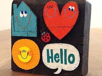 #005 木のブロックシリーズ - Helloの画像