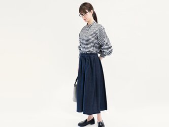 1年中はける 岡山デニム 変わらない美しさ 色落ちしない 濃紺 ロングスカート ネイビー ジーンズ ●IRIS-FORTE●の画像