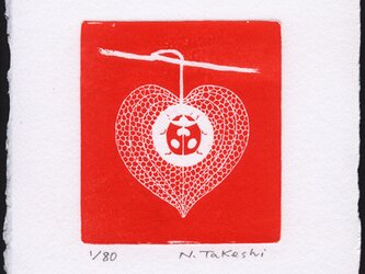 ほおずきとてんとう虫/ 銅版画 (作品のみ）の画像