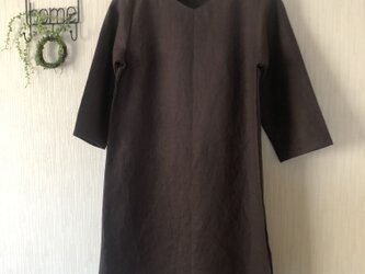 【ご予約商品】ダークプラム　七分袖チュニックワンピースの画像