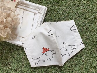 夏向け　立体マスク　　キッズ　オトナ　コットン　サメの画像