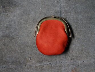 ワンタッチOPEN真鍮がまぐちコインケース#手塗りLEATHER-redの画像