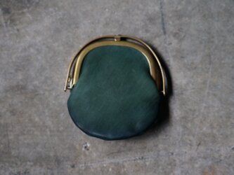 ワンタッチOPEN真鍮がまぐちコインケース#手塗りLEATHER-greenの画像