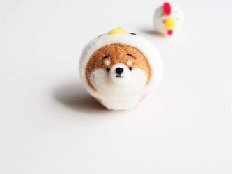 【受注製作】なりきりにわとりのまゆ柴犬(赤柴・黒柴・白柴)  羊毛フェルト(アクレーヌ)の画像