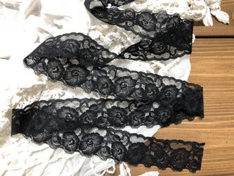 送料込・黒のレースゴム幅約3.5-4.3㎝・長さ1.2mの画像