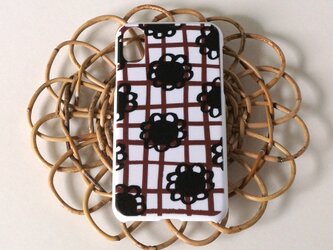 【iPhone/Android】表面のみ印刷＊ハード型＊スマホケース「flower check ( brown×black )」の画像