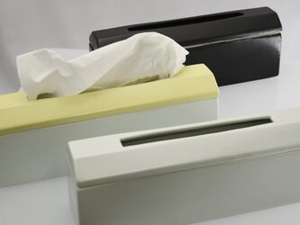 ティッシュケース　Slim　白　陶器　磁器　おしゃれでモダンなデザインの画像