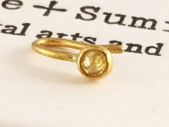 ◇ローズカット天然イエロー・ダイアモンド 純金クリップピアス◇K24 Pure Gold+Diamond（片耳分）の画像