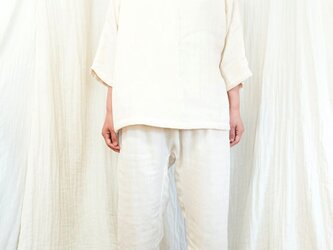 OrganicCotton3重ガーゼ　ゆったりパジャマ7分丈セット【生成り色】の画像