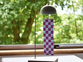 風鈴　（インテリア風鈴）スタンド　市松　ウインドチャイム　陶器　磁器　窓辺やテーブルにの画像