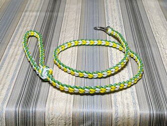 LoveLove編みのリード　小型～中型犬用　お揃いの首輪もあります(全長１2０ｃｍ)の画像
