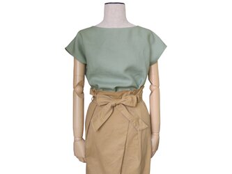リネン100%シンプルフレンチ袖プルオーバー_vintage mintの画像