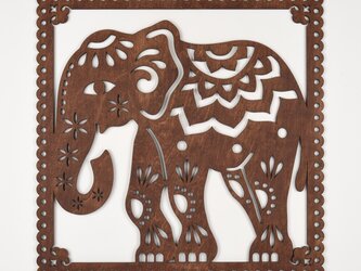 ビッグウッドフレーム「インドゾウ」（木の壁飾り）の画像