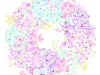 ポストカード　紫陽花のリースの画像