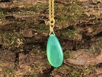 Chrysoprase 天然クリソプレーズ K14GFネックレスの画像
