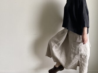 生成りリネンの脇スリットロングスカート　セミオーダー（S～５L）の画像