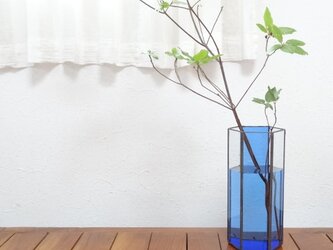 ステンドグラスフラワーベース「Bloom」Mサイズ (ブルー)の画像