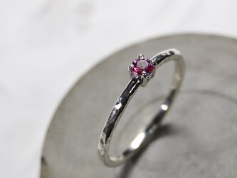 槌目 トパーズ ピンク ラウンド3mm シルバープレーンリング 1.5mm幅 でこぼこ SILVER925｜288の画像