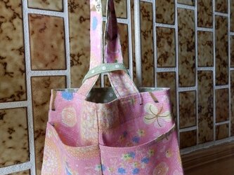 手提げバック　渋目ピンク　動物柄　（バックインバックにも）の画像