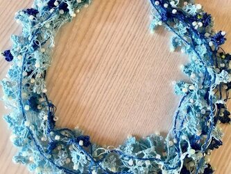 ビジューの刺繡ネックレス　フラワー・ジュエル　オーシャンの画像