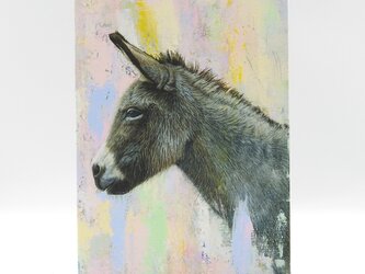 絵画パネル 「ロバ」 A5サイズ 全面ニス塗装　の画像
