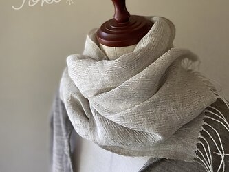 shawl[手織りリネンショール]　ベージュの画像