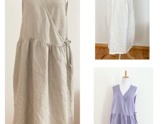 カシュクールワンピース　リネン100%の画像
